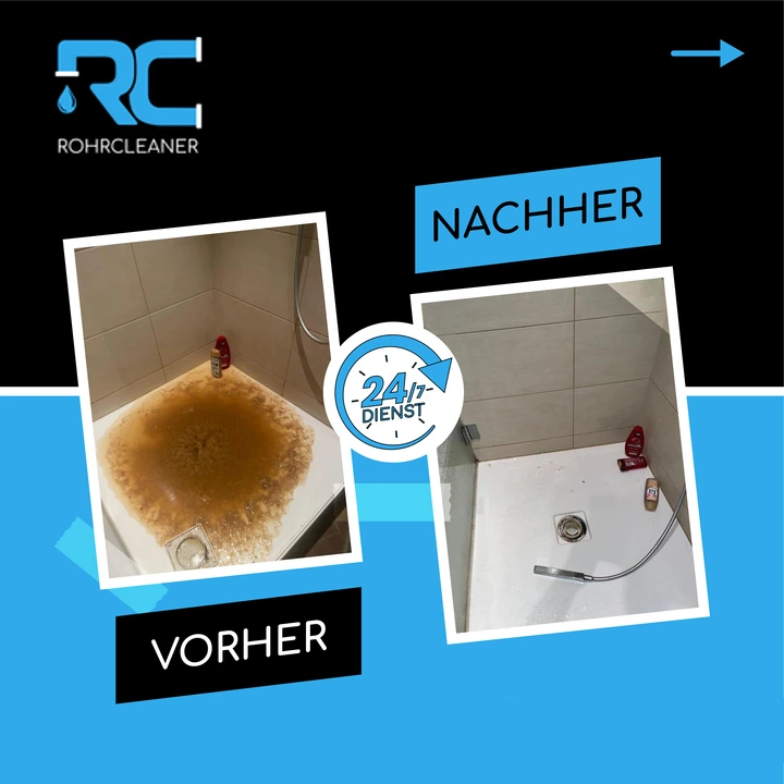 Rohrreinigung nach Verstopfung der Dusche