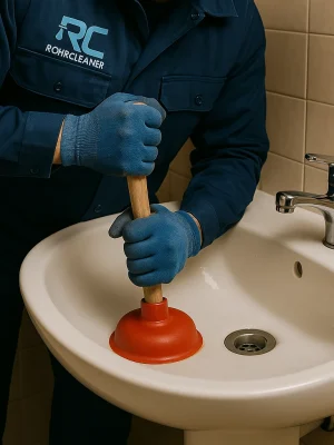 Mitarbeiter bei Absaugarbeiten Düsseldorf